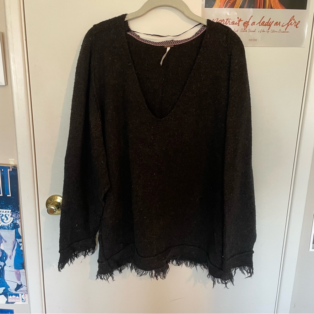 Free People Black Textured Sweater